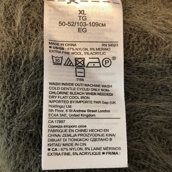 Banana Republic Merino Wool Blend Fuzzy Olive Tie Back V Neck Sweater Size XL - Picture 8 of 8